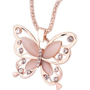 Kal-Papillon Colliers Pour Femmes, Chaîne Papillon Pour Femmes, Brillant Zircon Clavicule Chaîne Collier, Collier Pendentif Papillon, Papillon Gland Collier Femme Simple Bijoux Pour Femmes Et Filles - Neuf