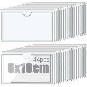 ERYI-44 Pcs Porte Caducee Voiture 10X6 Cm Porte Etiquette Adhesif Transparent Pochette Autocollante Pare Brise Plastique Pour Protéger Vos Cartes Pochette Adhésive - Neuf