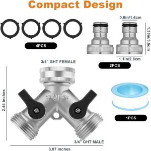Robinet Double Machine a Laver,3/4"" 2 Voies Raccord en Y pour Tuyau D'arrosage avec Indépendant Vannes Marche pour Connexion de 2 Appareils pour Robinet Jardin! - Neuf