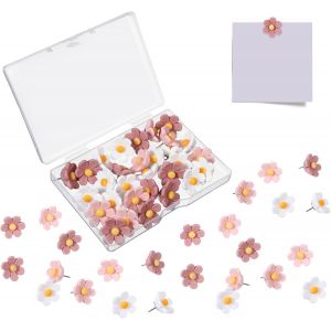 Chenquansarl-Lot De 30 Puna S Florales Pour Tableau D'affichage, Tableau En Li&egrave;ge, Mur Photo, Diam&egrave;tre Des Fleurs, 1,88 Cm, Couleurs Roses, R&eacute;utilisables, Pour D&eacute;coration De Bureau, Maison - Neuf