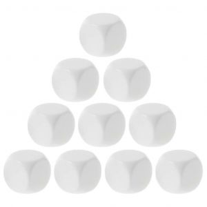 Lot De 10 D&eacute;s Blancs &Agrave; Coins Arrondis En Acrylique, 6 Faces, Outils Math&eacute;matiques Pour Enfants, Jeu De Soci&eacute;t&eacute; &Eacute;ducatif, 20 Mm-10 Mm - Neuf