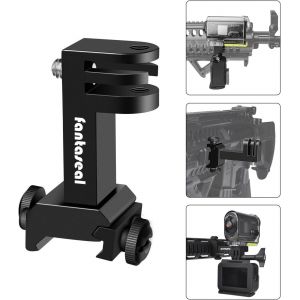 KALANKA-Haute Précision En Alliage D'aluminium Universel 2en1 Camera Sport Gun Arbalete Support Latéral Rail Picatinny Asap Mount Adaptateur pour Pistolet Airsoft Chasse Paintball Vlog pour GoPro Her - Neuf