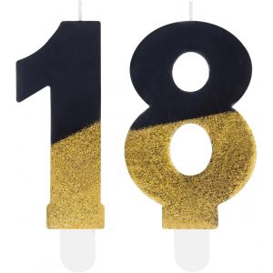 ChenQuanSarl-Bougies Noires Et Dor&eacute;es &Agrave; Paillettes Pour 18E Anniversaire, Anniversaire De Mariage, F&ecirc;te De Mariage - Num&eacute;ro 18 - Neuf