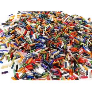 Lot De 3300 Perles De Rocaille En Verre-Perles De Bugle En Verre-Perles Tubes-Perles Tiges-6 Mm-Couleur Mélangée - Neuf