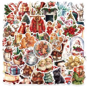 50 pcs d&eacute;coration de No&euml;l autocollants vintage pattern, imperm&eacute;able &agrave; l'eau des autocollants, des cadeaux pour les enfants, une valise, bureau, ordinateur portable, fen&ecirc;tre, porte carte - Neuf