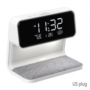 Chargeur Sans Fil R&eacute;veil Avec 3 Modes Lampe Horloge De Bureau Personnalis&eacute;e Polyvalente Pour Le Salon Maison Prise Am&eacute;ricaine Blanche - Neuf