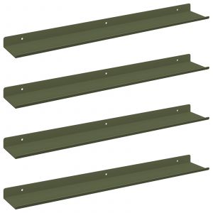 vidaXL &Eacute;tag&egrave;re Murale avec &eacute;tag&egrave;re 4 pcs Vert olive 60 x 9 x 2,5 cm - Neuf