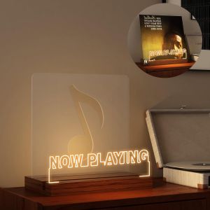 VornixorSarlshop-Support rotatif pour disques vinyles en bois et acrylique pour rangement d'albums vinyles, support de collection d'affichage LED - Neuf