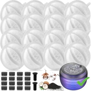 Filtre De Fontaine Pour Chat, Filtre De Fontaine Pour Animaux De Compagnie 3l Ou 2,5l, Charbon Actif De Qualit&eacute; Alimentaire Et Coton Pp, 16 Filtres +16 Pompe &Eacute;ponge + 2 &Eacute;ponge De Silencieux - Neuf