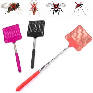 KALANKA-Tapette à mouches 3 pièces, Tapette à mouches extensible, Pest Control, Avec racloir intégré pour moustiques, Pour repousser les mouches, les guêpes, les moustiques et autres insectes. - Neuf