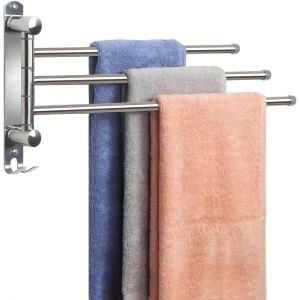 Eryi-Porte-Serviettes Avec 3 Barres 180°Rotatives En Acier Inoxydable Sus304 Porte Serviette Murale Sèche-Serviettes Gain De Place Pour Salle De Bain Cuisine-Argent(40cm) - Neuf
