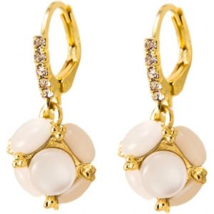 Kal-Boucles D'oreilles À Fermoir Pierre Oeil De Chat Plaqué Or Femmes Géométrique Irrégulier Pendentif Bijoux Léger Alliage Zinc Breloques Cadeaux - Neuf