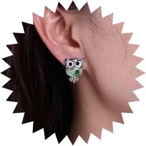 Kal-Boucles D'oreilles Mignonnes En Forme De Hibou En Cristal Boucles D'oreilles Pendantes Saphir Boucles D'oreilles Oxyde Zirconium Bleu Boucles D'oreilles Forme Hibou Strass Bijoux Pour - Neuf