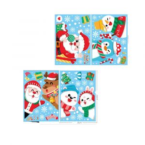 2pcs Décoration De Noël Autocollants De Noël De Centre Commercial De Décoration De Fenêtre Du Père Noël Bonhomme De Neige Autocollants Électrostatiques.C - Neuf