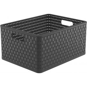 KALANKA-Country Boîte de rangement 28l en rotin, Plastique (PP) sans BPA, anthracite, A4+/28l (43.0 x 33.0 x 21.5 cm) - Neuf