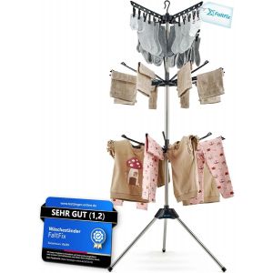 &Eacute;tendoir &agrave; linge tour peu encombrant pour petit linge Pliable Avec porte-chaussettes Petit s&eacute;choir rotatif haut pour balcon int&eacute;rieur et ext&eacute;rieur Avec pinces &agrave; linge Noirblanc - Neuf