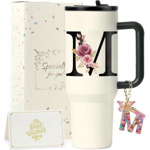 Kalanka-Zioisnm A-Z 1.2l Gourde Isotherme Avec Paille, Mug Isotherme Avec Paille Double Paroi Acierxydable &Agrave;, Un Cadeau Femme Id&eacute;al Pour Anniversaire, No&euml;l Ou Saint-Valentin (M) - Neuf