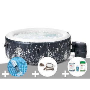 Kit spa gonflable Intex PureSpa Galaxie rond Bulles avec LED 4 places + Aspirateur + Kit d'entretien + Kit de traitement brome - Neuf