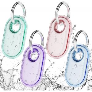 VornixorSarlshop-Lot de 4 coques pour Samsung Smart Tag 2 avec porte-cl&eacute;s, coque en TPU &eacute;tanche IPX8 pour Galaxy SmartTag2, support de protection anti-rayures pour sacs &agrave; dos, voiture, bagages, anima - Neuf