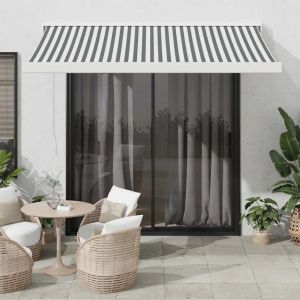 Auvent Rétractable Anthracite Et Blanc 3,5x2,5m Tissu/Aluminium - Neuf