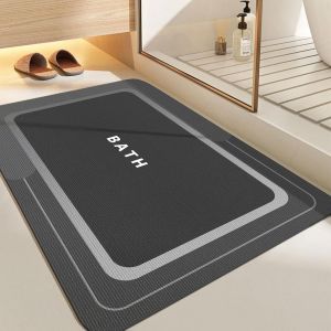 KAL-Tapis De Bain Antidérapant, Doux Antidérapant En Caoutchouc Souple Absorbant À Séchage Rapide Pour Salle De Bain Ou Cuisine (Gris Foncé(Rectangulaire), 40 X 60 Cm) - Neuf
