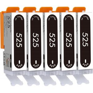 ERYI-5X Pgi-525 Noir Cartouches D'Encre Compatible Avec Canon 525 Bk, Pour Pixma Mg5150 Mg5250 Mg5350 Ip4850 Ip4950 Ix6550 Mx885 Mx715 Mx895 - Neuf