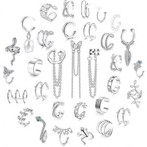 Kal-32pcs Manchette D'oreille Réglable Clip Wrap Boucle Femmes Non Piercing Cartilage Chaîne Serpent Papillon Faux Hélix Sans Trou - Neuf