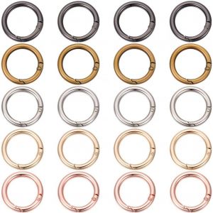 ERYI-1 Boîte 20 Pièces 5 Styles Mousquetons À Ressort Ronds Joint Torique À Ressort 35Mm Couleurs Mélangées Petit Grand Clip En Alliage En Vrac Porte Clés Fermoirs Mousquetons Ronds Pour La Fabric - Neuf