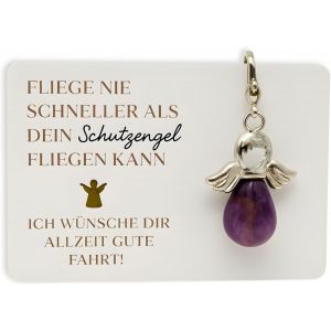 KAL-® Porte-Clés Ange Gardien Avec Pierre Précieuse Et Carte I Porte-Bonheur Dans Un Emballage Cadeau Fait À La Main I Cadeau Pour Des Occasions Spéciales - Neuf