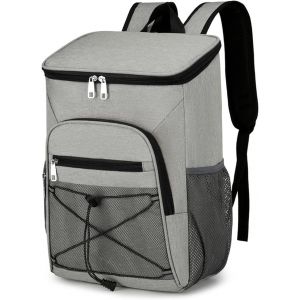 Patb-Sac À Dos Thermique, Sac À Dos Isothermique 30l, Sac De Pique-Nique Sac Isotherme Portable Cooler Backpack Bag, Froids Pour Camping, Pique-Nique, Barbecue, Evénements (Gris) - Neuf