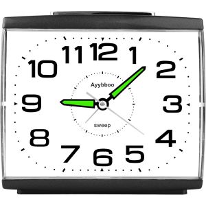 R&eacute;veil Matin &agrave; Piles Retro Silencieux sans Tic-Tac,Grand Cadran Analogique Quartz Alarme Vintage Lumineux Snooze R&eacute;veil Chevet - Neuf