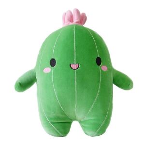 Cactus c&acirc;lin peluche Animal v&eacute;g&eacute;tal avec visage souriant et antenne rose doux cactus peluche jouet oreiller, S - Neuf