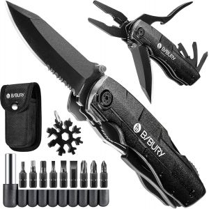15 En 1 Couteau Multifonction,Pliant,Pince Multifonctions,Couteau Suisse De Poche Survie En Acier Inox Comprenant Un 18 En 1 Outil Flocon De Neige Pour Camping,Randonnée,Cadeau Homme - Neuf