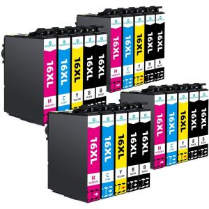 Lot de 20 cartouches d'encre de rechange 16XL compatibles avec Epson Workforce WF-2760 WF-2750 WF-2660 WF-2630 WF2750 WF2630 WF2630 WF2530 WF2510 WF 2750 - Neuf