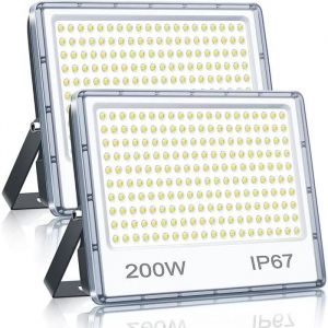 Yiqibro Spot Projecteur Led Exterieur 200w 20000lm 2 Pieces, Ip67 Etanche Lampe Halogene Led Exterieur, 7000k Blanc Froid Phare Exte - Neuf