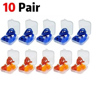 EUTY-Bouchons d'oreille en Silicone,1 à 10 paires,étanches,réduction du bruit,avec cordon,écouteurs filaires réutilisables pour la natation,le sommeil et le travail-10 Pair Mixed 01 - Neuf