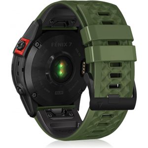 22Mm Quickfit Silicone Bracelet Pour Garmin Tactix 8 47Mm/Descent G2/G1 Solar/Epix (Gen 2)/Epix, Sport Bracelets Pour Garmin Fenix E 47Mm/Fenix 8 47Mm/7 Pro/7/6/6 Pro/5/5 Plus - Vert/Noir - Neuf