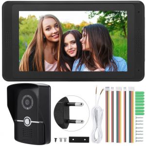 Interphone video filaire 7 pouces avec ecran tactile et prise de vue photo, sonnette, prise UE 110-240 V - Neuf