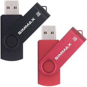 Clé USB 32 Go Lot de 2 USB 2.0 Flash Drive Pivotant Stockage Disque Mémoire Stick (32Go Noir Rouge) - Neuf