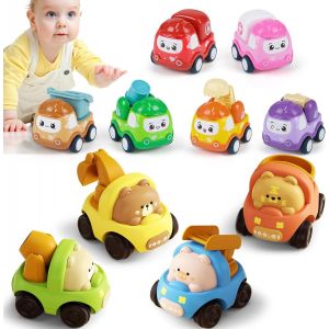 ERYI-Voitures Jouets Pour Bébé 1 2 3 Ans, 10 Pièces Jouets Friction Véhicules Animaux Pull Back Voiture, Dessin Animé Voiture Push And Go Éducation Cadeau Enfant 12-18 Mois Garçons Filles - Neuf