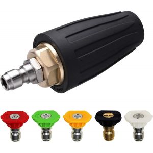 Buse turbo pour nettoyeur haute pression, buse rotative et 5 embouts, connexion rapide 1/4"", 3 600 psi - Neuf