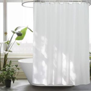 Rideau de douche 180x180 Blanc Rideaux de douche et accessoires Anti-moisissure Anti-bactérien pour baignoire Tissu textile Rideau de bain lavable imperméable avec - Neuf