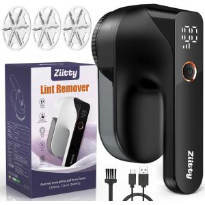 Rasoir Anti Bouloche &Eacute;lectrique &Eacute;cran Lcd, Rechargeable C&acirc;ble Type-C, 3 Niveaux De Puissance R&eacute;glables, T&ecirc;te &Agrave; 6 Lames Fraise &Agrave; Peluches, Id&eacute;al V&ecirc;tements Canap&eacute;s Couvertures Rideaux Noir - Neuf