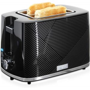 Elegance Grille Pain 2 Fentes, Tranches Larges, 7 Niveaux De Dorage, Support &Agrave; Petits Pains, D&eacute;cong&eacute;lation, R&eacute;chauffe Et Annulation, Plateau &Agrave; Miettes, 870W, Design Moderne (Noir) - Neuf