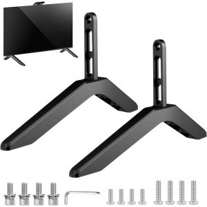 Pieds de Support TV Universels, Support de Base de Remplacement pour Téléviseur de 32 à 65 Pouces, Pieds de Meuble TV Noirs avec Patins Antidérapants et Vis pour Écran Plat LCD LED Plasma - Neuf