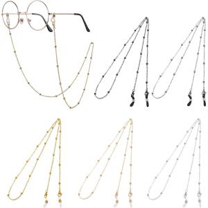 Bnhgo-Lot De 5 Supports De Lunettes Autour Du Cou Pour Femme - Cordon Élégant Avec Perles - Cordon De Lunettes De Lecture Vintage Avec Boucle À Lunettes - Pour Filles, Enfants Et Hommes, Multicolore, - Neuf