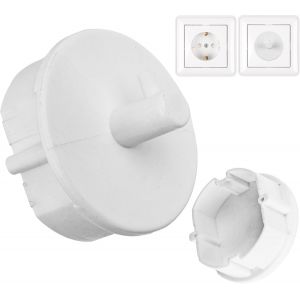Cache-prise avec crochet, 2 pi&egrave;ces, en blanc, protection de prise contre la poussi&egrave;re, les &eacute;claboussures, la salet&eacute;, pour prise SchuKo type F - Neuf
