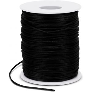 Mevronisshop-Fil Nylon Pour Bracelet 1.5mm X 100m Cordon Satin De Soie Cordon Coulissant, Fil Pour Tisser Des Colliers, Perle, Bijoux, Macram&eacute;, Artisanat Diy (Noir) - Neuf