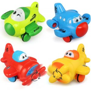 ERYI-Jouet Voiture Enfant 2 Ans, 4 Pièces Voiture Jouet Avion Dessin Animé Pour Enfants, Ensemble De Jeu Mini Avion, Jouet De Voiture Pour 1-5 Ans Enfants Garçon Fille - Neuf