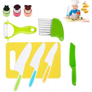 Chenquansarl-Couteau Enfant De 10 Pi&egrave;ces, Couteau Cuisine Enfant En Plastique, Couteau De S&eacute;curit&eacute; Pour 2+, 4 Couteaux De Cuisine En 4 Tailles Pour Salade, G&acirc;teau, Pain, L&eacute;gumes - Neuf